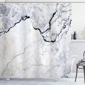 Marble Shower Curtain - Gray and White